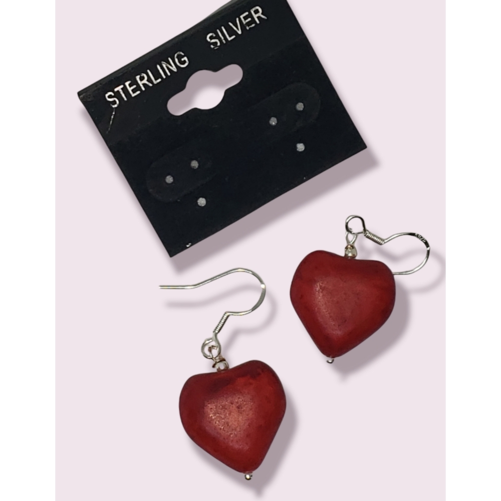 Australian Sponge coral drop earrings " hearts" sterling silver 925'